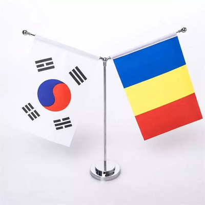 bandera de encargo de la tabla de la oficina de la bandera del escritorio del tejido de poliester 100D con el metal poste