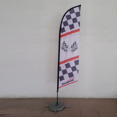 Impresión sola y doble de la bandera de playa al aire libre promocional de los lados