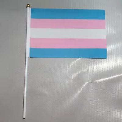 El PDA de alta calidad LGBT del poliéster 100D señala banderas de encargo del arco iris por medio de una bandera
