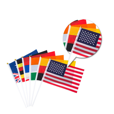 Banderas de mano personalizadas que agitan la pequeña bandera con poste plástico