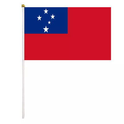 La bandera de país hecha punto de Samoa del poliéster poste blanco personalizó banderas de mano