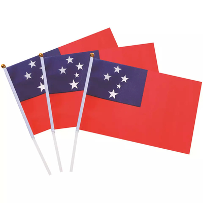 La bandera de país hecha punto de Samoa del poliéster poste blanco personalizó banderas de mano