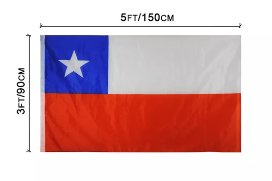 Bandera de país de encargo de Chile los 3X5ft 100% impresiones del poliéster CMYK Digitaces
