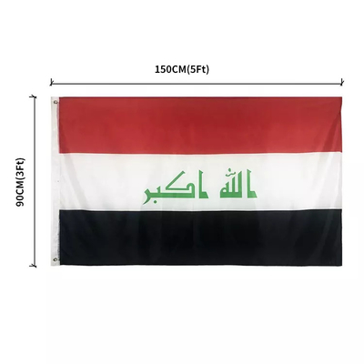 Bandera nacional los 3x5ft de Iraq del poliéster solos/doble echado a un lado imprimiendo banderas
