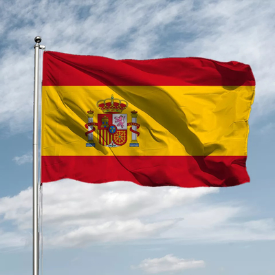Banderas del mundo del poliéster del color de Pantone que cuelgan la bandera nacional de España del estilo